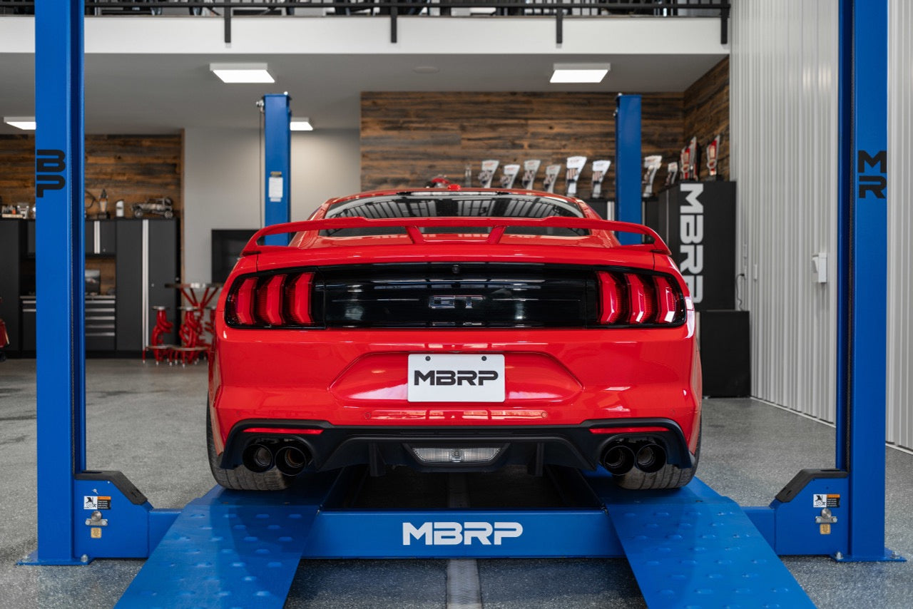 MBRP 3" Cat Back, with Quad 4" Dual Wall Tips, Race Version, AL, Ford Mustang GT 5.0L 2018 - 2023