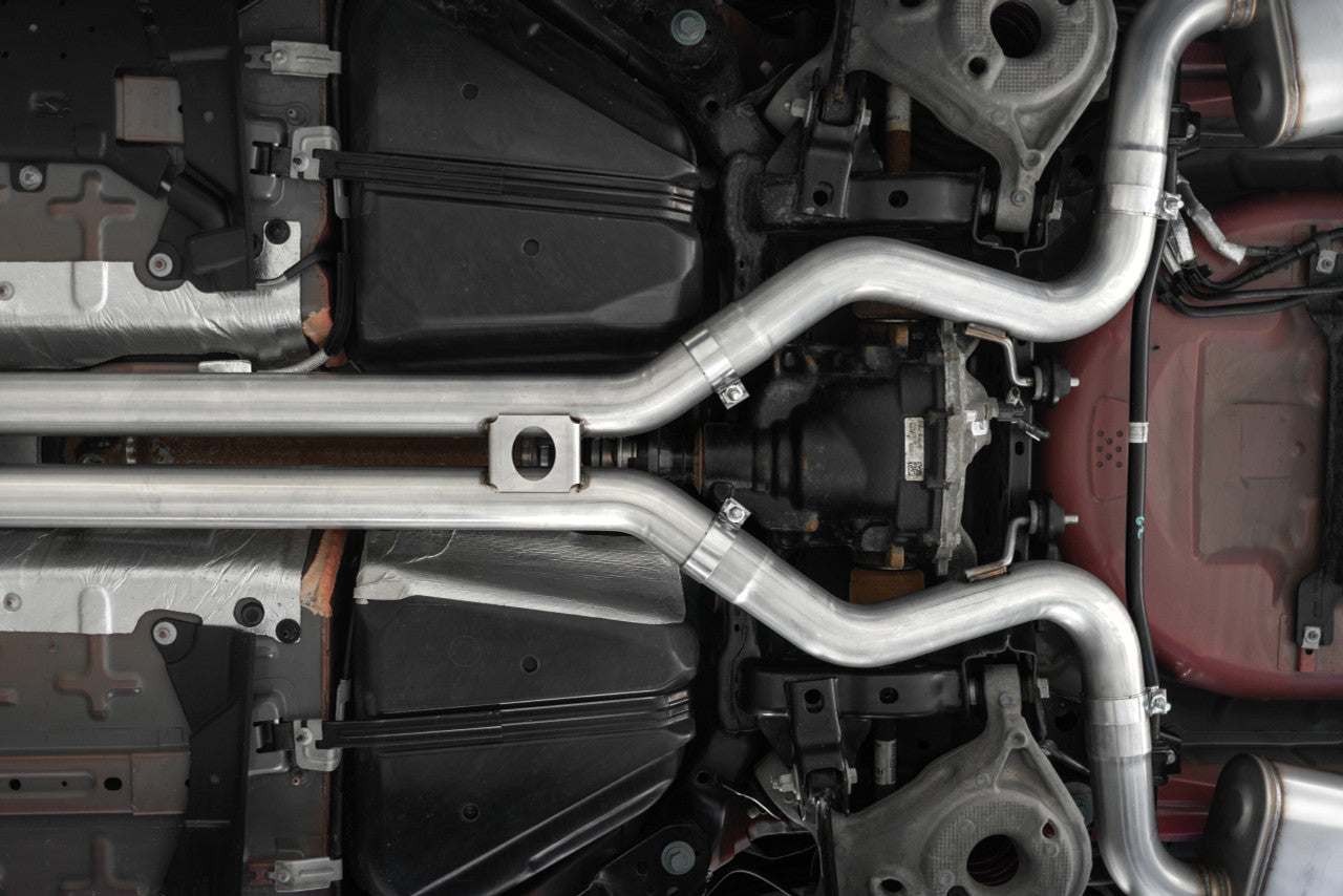 MBRP Ford Mustang GT 5.0L 2018 - 2023, 3" Cat Back, Dual Quad Split Rear Exit, Active Exhaust, T304 w/ Carbon Fiber Tips