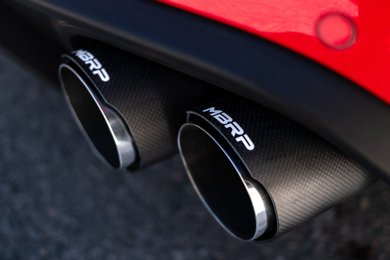 MBRP Ford Mustang GT 5.0L 2018 - 2023, 3" Cat Back, Dual Quad Split Rear Exit, Active Exhaust, T304 w/ Carbon Fiber Tips