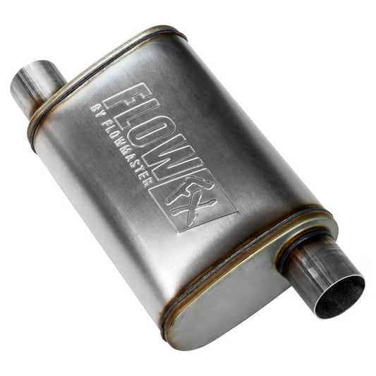 Flowmaster Flow FX Muffler - 2.50 Offset In/ 2.50 Offset Out - Moderate Sound - Stainless Steel