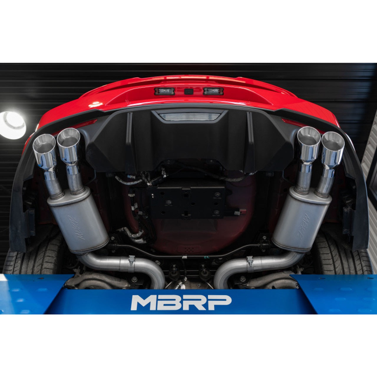 MBRP Ford Mustang GT 5.0L 2018 - 2023, 3" Cat Back, with Quad 4" Dual Wall Tips, Street Version, AL