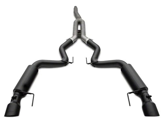MBRP Ford Mustang 2.3 EcoBoost - not convertible 2015 - 2025, 3" Cat Back, Dual Split Rear, Race Version, 4.5" tips, Black Coated