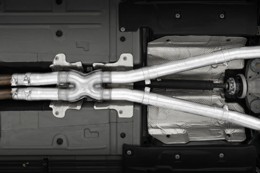 MBRP Dual Cat-Back Exhaust System – Quad Tips (Race) – Aluminized Steel – Dodge Challenger 6.2L & 6.4L HEMI (2015–2023), 5.7L HEMI (2017–2023)