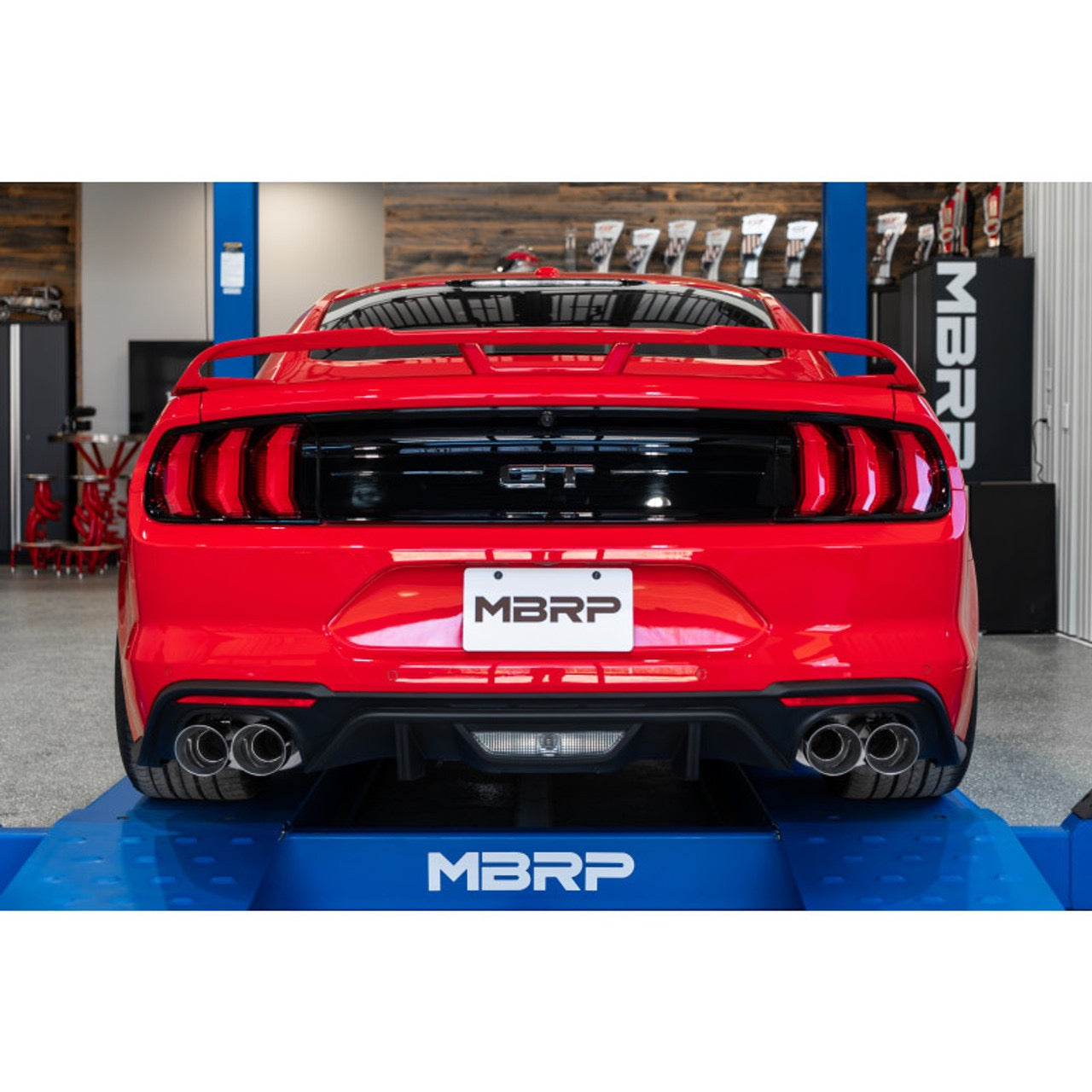 MBRP Ford Mustang GT 5.0L 2018 - 2023, 3" Cat Back, with Quad 4" Dual Wall Tips, Street Version, AL