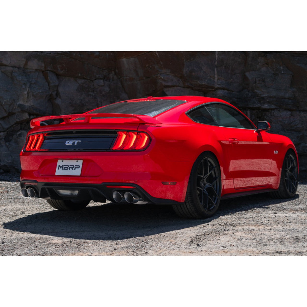 MBRP Ford Mustang GT 5.0L 2018 - 2023, 3" Cat Back, with Quad 4" Dual Wall Tips, Street Version, AL
