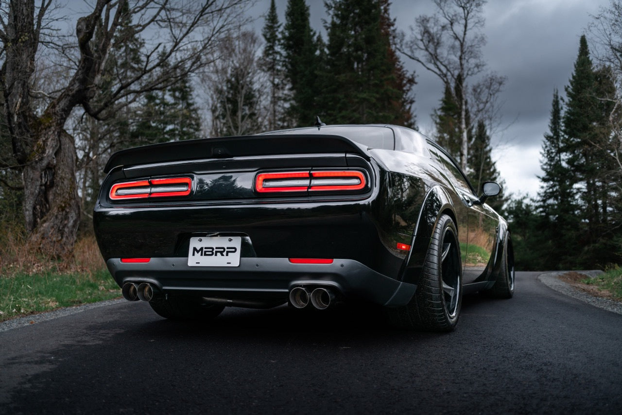 MBRP Dual Cat-Back Exhaust System – Quad Tips (Race) – Aluminized Steel – Dodge Challenger 6.2L & 6.4L HEMI (2015–2023), 5.7L HEMI (2017–2023)