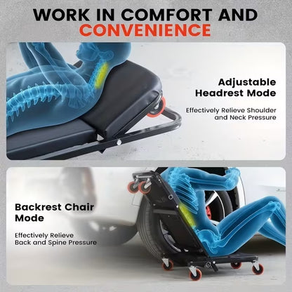 Heavy-Duty Tri-Fold Mechanic Creeper (3-in-1 Design)