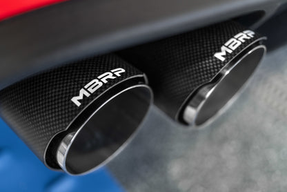 MBRP Ford Mustang GT 5.0L 2018 - 2023, 3" Cat Back, Dual Quad Split Rear Exit, Active Exhaust, T304 w/ Carbon Fiber Tips
