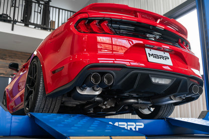 MBRP Ford Mustang GT 5.0L 2018 - 2023, 3" Cat Back, Dual Quad Split Rear Exit, Active Exhaust, T304 w/ Carbon Fiber Tips